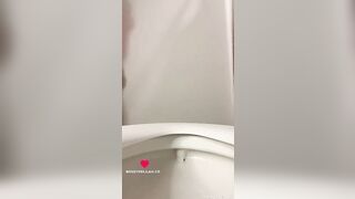 Girl squats and takes a massive shit in the toilet