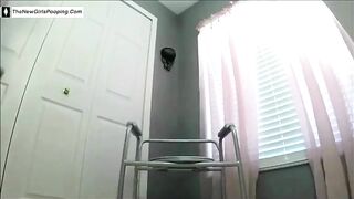 Girl takes a shit in a toilet and slips it in a tub