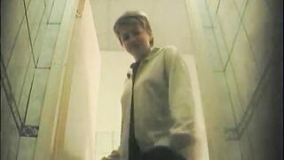 Chubby girl pisses her pants while bent over