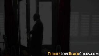 Blond slut eats shit from black asshole