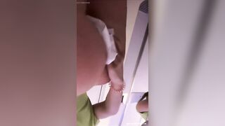 Blonde girl plays with ass toy and shit
