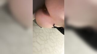 Girl licks her own ass while laying on her side