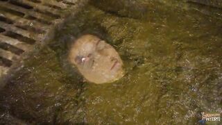 Woman lies in her own piss and shit outside