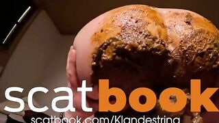 Girl fucks her face in a pile of her own shit