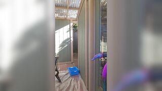 Man with a lot of shit on him cleans it off with a dildo
