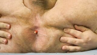 Girl spreads her ass cheeks and shows off shit in her asshole
