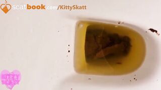 Girl squats and shits directly into the toilet