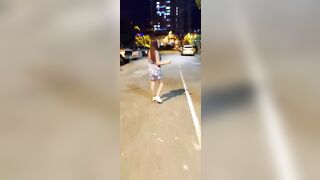 Girl eats up her own shit from a glass