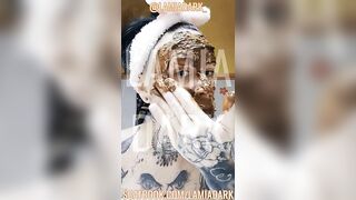 Girl smears shit all over her face and body