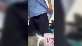 Girl eats her own shit from a bowl with a spoon