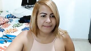 Fat woman takes a shit in her underwear and wipes it on the fan