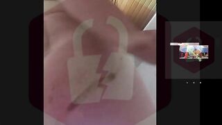 Girl covers her ass with a piece of paper