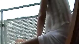 Woman pisses on herself in the shower