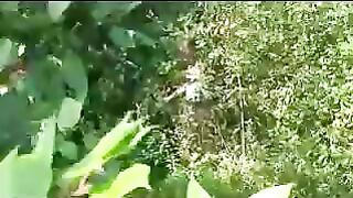 Girl takes a piss by the lake
