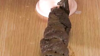Woman takes a huge shit and then fucks it