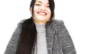Girl sits on a chair and spreads her ass wide