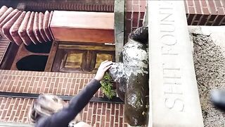 Slut takes a huge shit in public