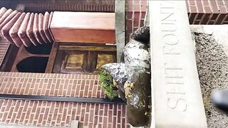 Slut takes a huge shit in public