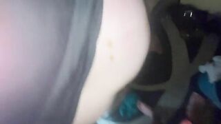 Girl spreads her ass cheeks showing shit in butt crack
