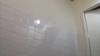 Asian girls shit in a public toilet