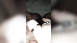 Girl eats shit directly from a man's ass