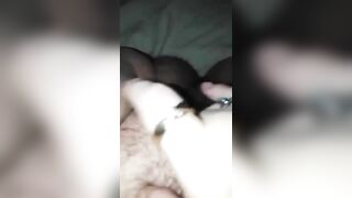 Girl eats shit directly from a man's ass