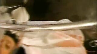 Bitch eats a whole bowl of shit, with a strap on in her ass