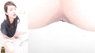 Girl takes a huge shit in a public restroom