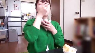 Girl eats shit out of condom in the bathroom