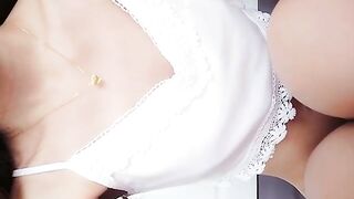 Blonde bitch sticks her fingers in her asshole