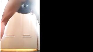 Woman takes a big shit on a plate and eats it