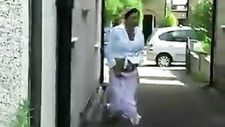 Girl squats and shits in her shorts