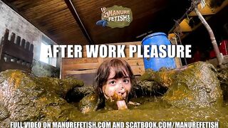 Girl plays in a shit-filled pit
