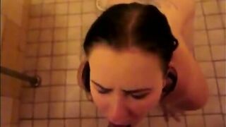 Woman eats shit in the shower