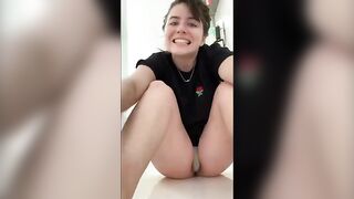 Girl takes a big shit on the bathroom floor