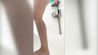 Girl takes a big shit on the bathroom floor