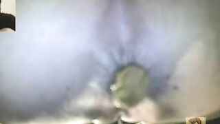 Cute girl shits in toilet with hidden camera
