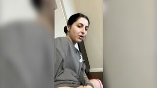 Girl pulls a shit out of her ass with a glove