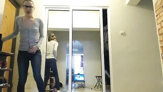 Woman sits in a pile of her own shit on bathroom floor