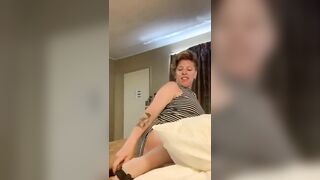 Girl takes huge shit on a statue in her ass