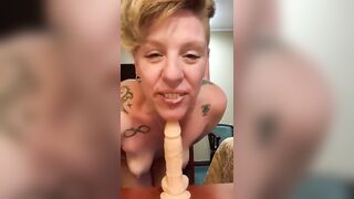 Girl takes huge shit on a statue in her ass