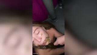 Girl sucks on a huge shit filled dildo