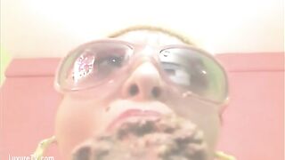 Girl lays in shit then eats it with her mouth