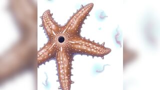 Starfish cartoon has a cucumber filled with shit in its mouth