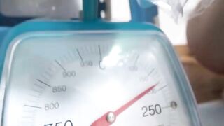 Japanese girl shits big on a stool