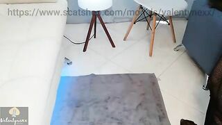 Woman takes a huge dump on the floor and rolls around in it