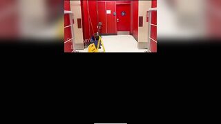 Girl takes a huge shit on a public toilet, close-up