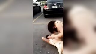 Girl bends over and squirts piss on the street
