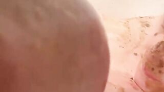 Woman eats her own shit out of the toilet