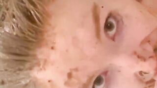 Woman eats her own shit out of the toilet